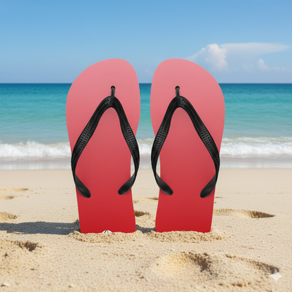 Red In Gradient Colored Flip-Flops