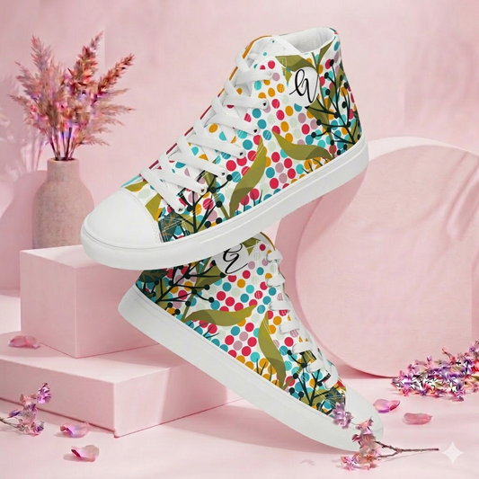 Floral Framed high top canvas shoes