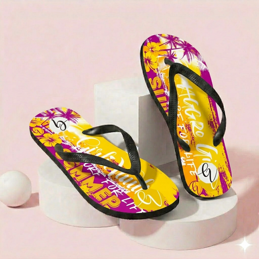 Purple Yellow Summers Flip-Flops