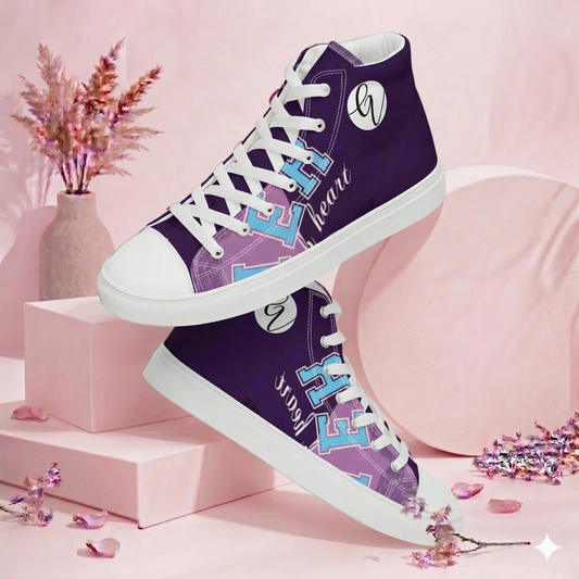 Purple Letters high top canvas shoes