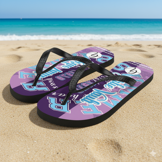 Purple Letters Flip-Flops