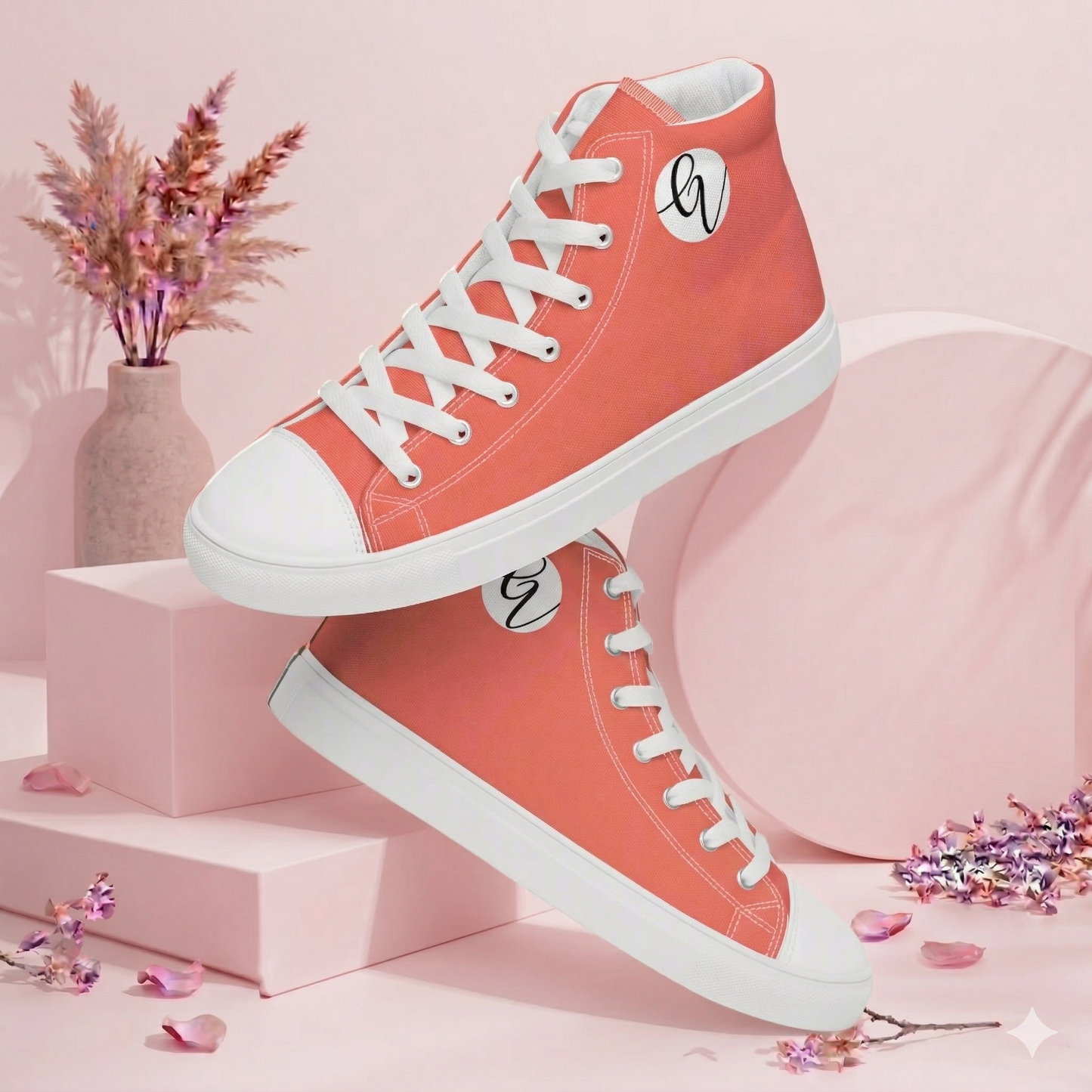 Peach Colored  high top canvas shoes