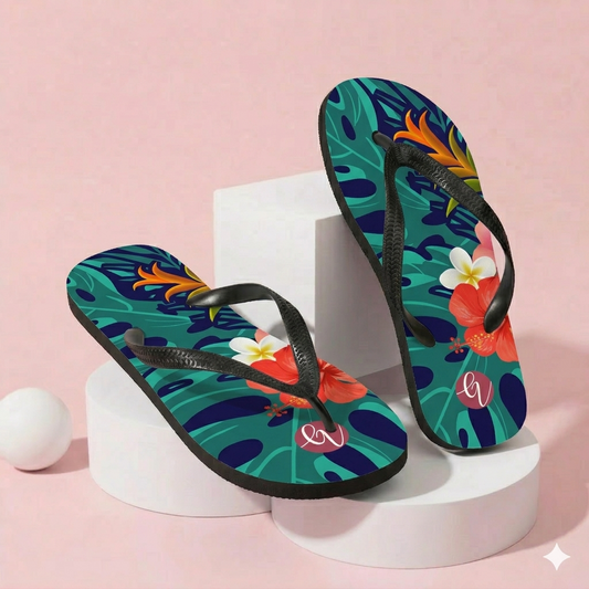 Floral seamless pattern Flip-Flops