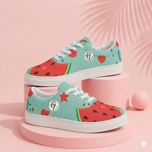 Watermelon Heart Lace-up Canvas Shoes