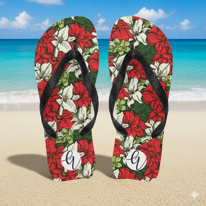Red Color Floral Flip-Flops