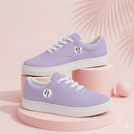 Violet Colored Lace-up Canvas Shoes