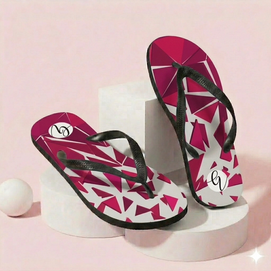 Red ruby mosaic Flip-Flops