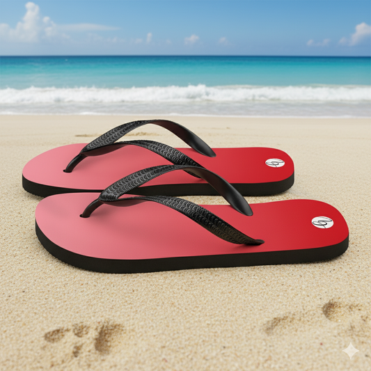 Red In Gradient Colored Flip-Flops