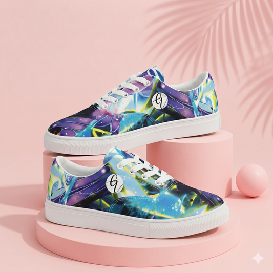 Purple Sparkles Lace-up Canvas Shoes