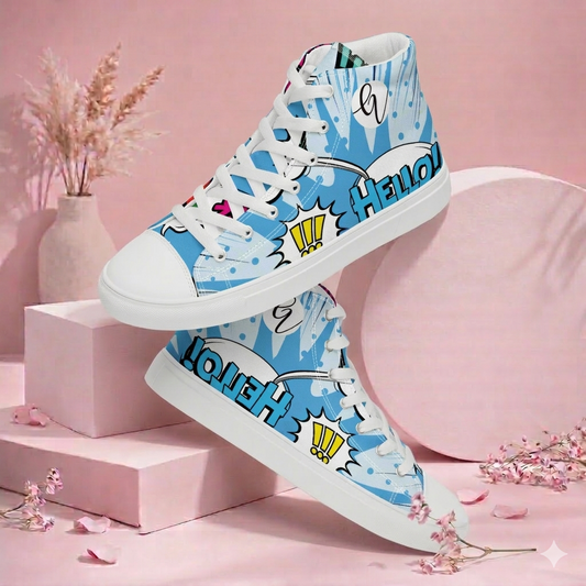 Cool Blue high top canvas shoes