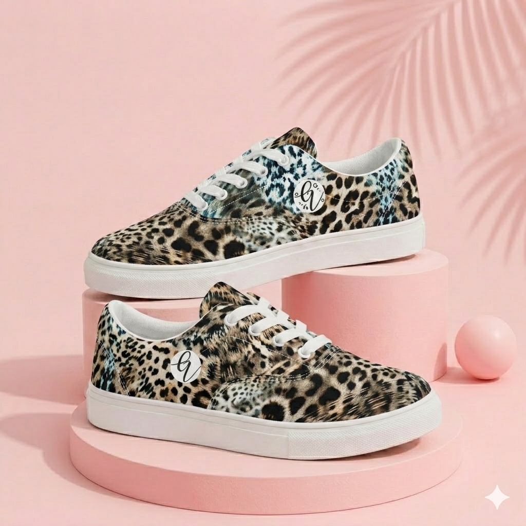 Tiger Skin Lace-up Canvas Shoes
