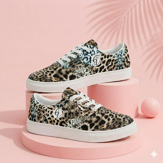 Tiger Skin Lace-up Canvas Shoes
