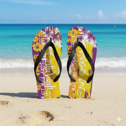 Purple yellow Flip-Flops