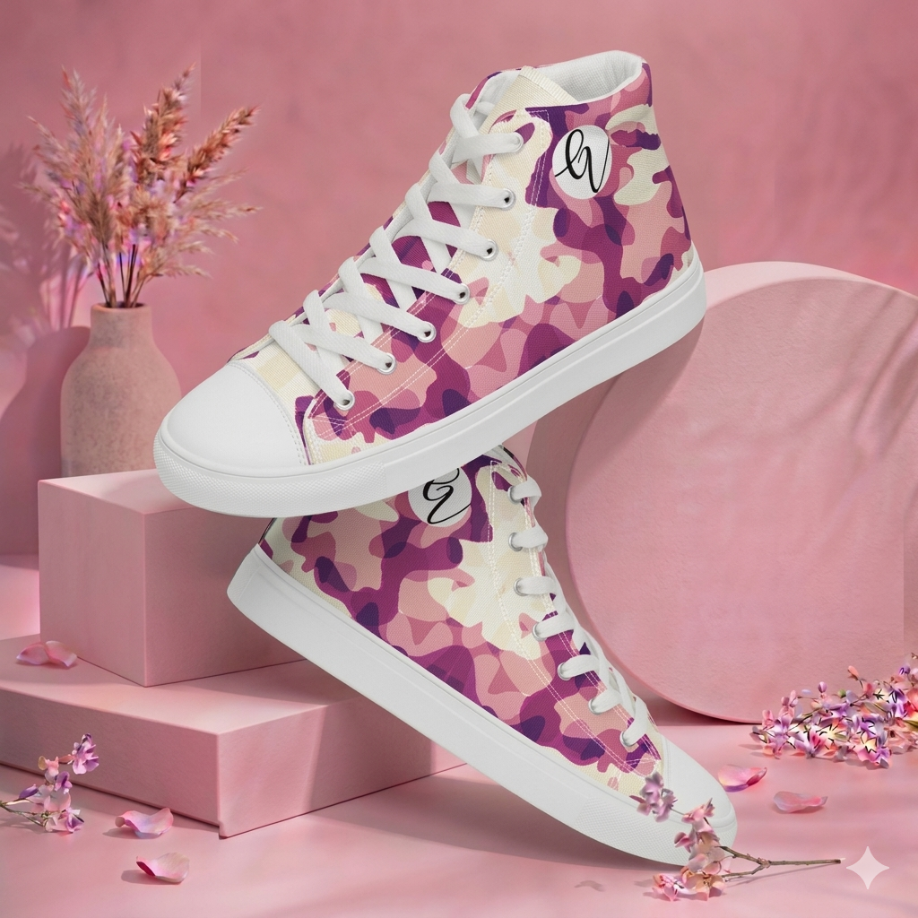 Drape Floral high top canvas shoes