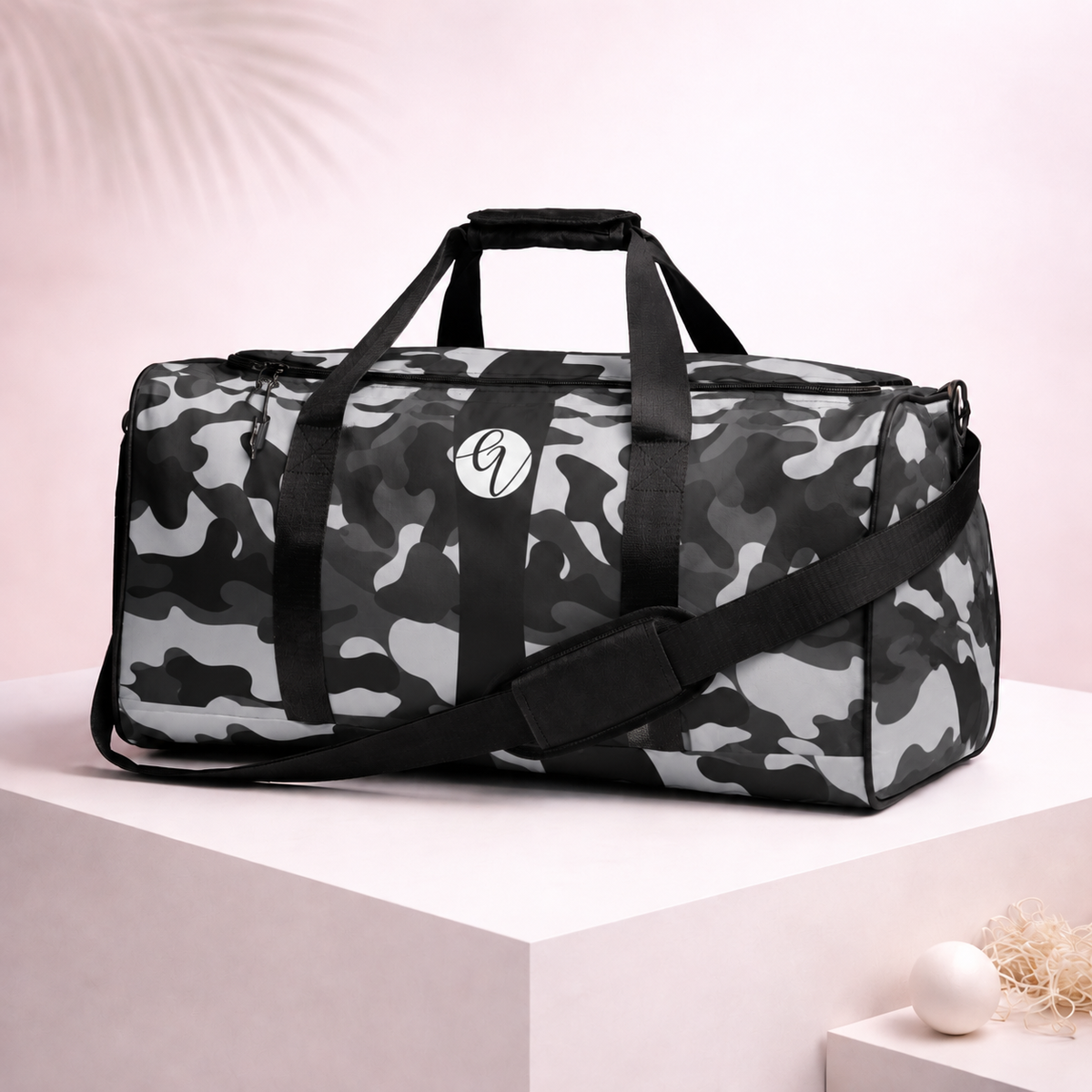 Grey Black Army Duffle bag