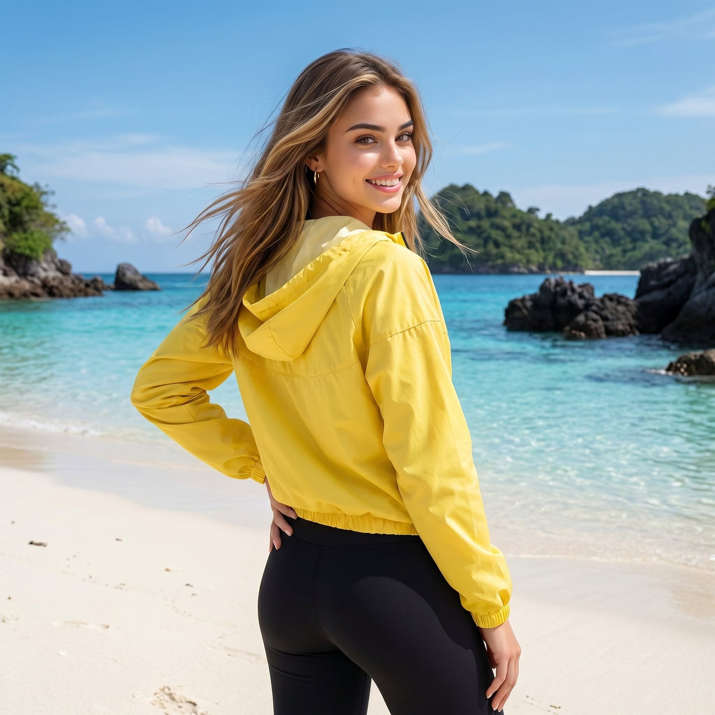 Yellow Colored Cropped Windbreaker
