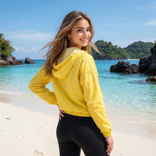 Yellow Colored Cropped Windbreaker