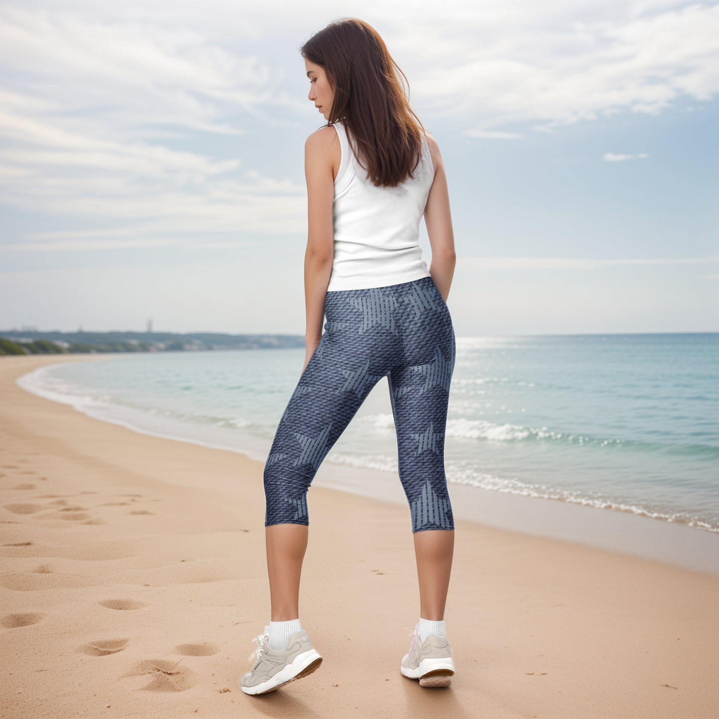 Grey Stars Capri Leggings