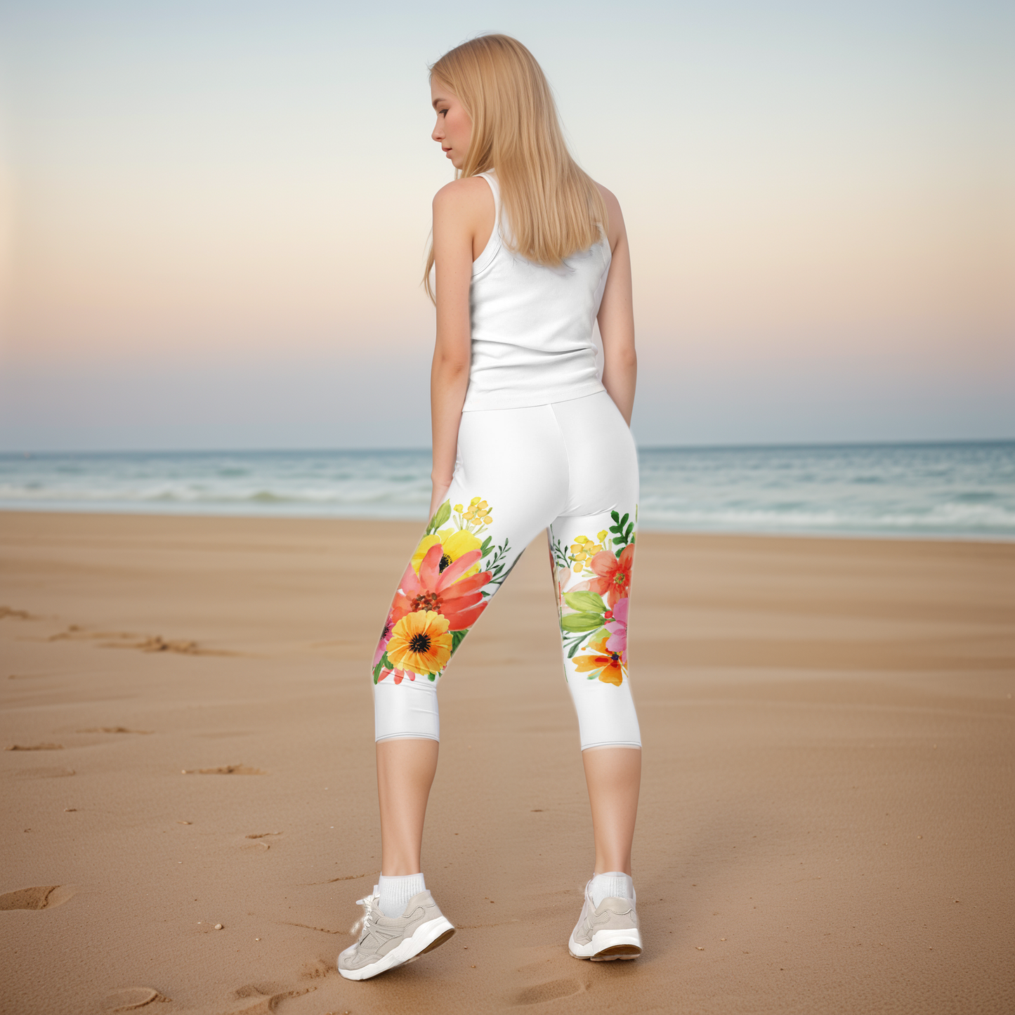 Spring Floral Capri Leggings