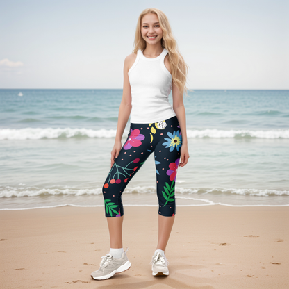 Colorful Ditsy Capri Leggings