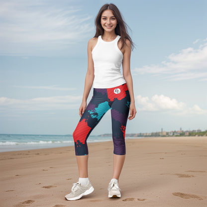 Geo Wave Pattern Capri Leggings