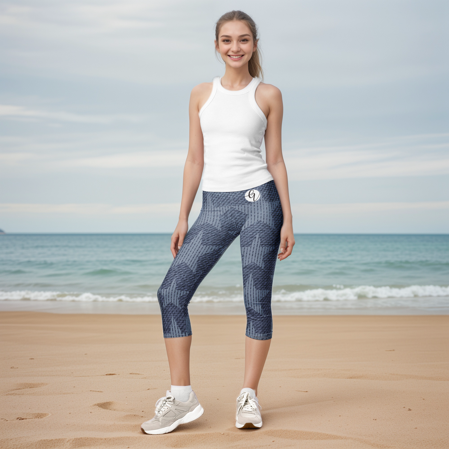 Grey Stars Capri Leggings