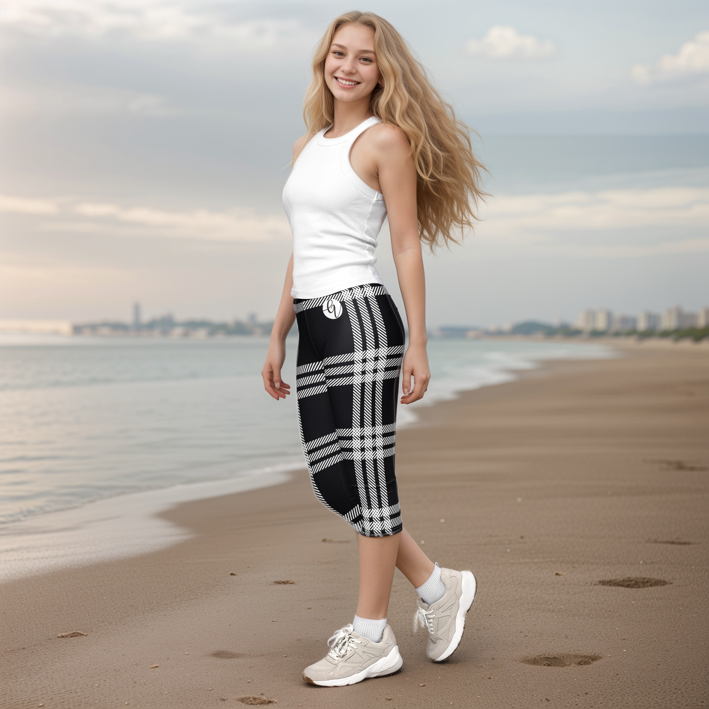 Black Plaid Capri Leggings