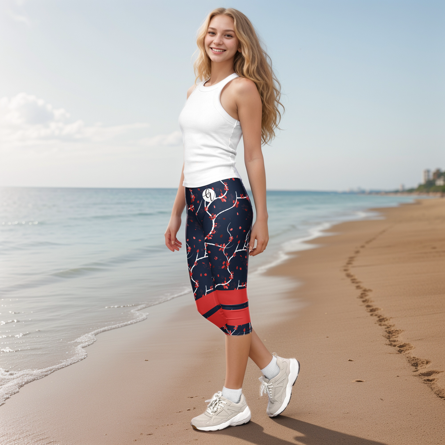 Blue Shades Capri Leggings