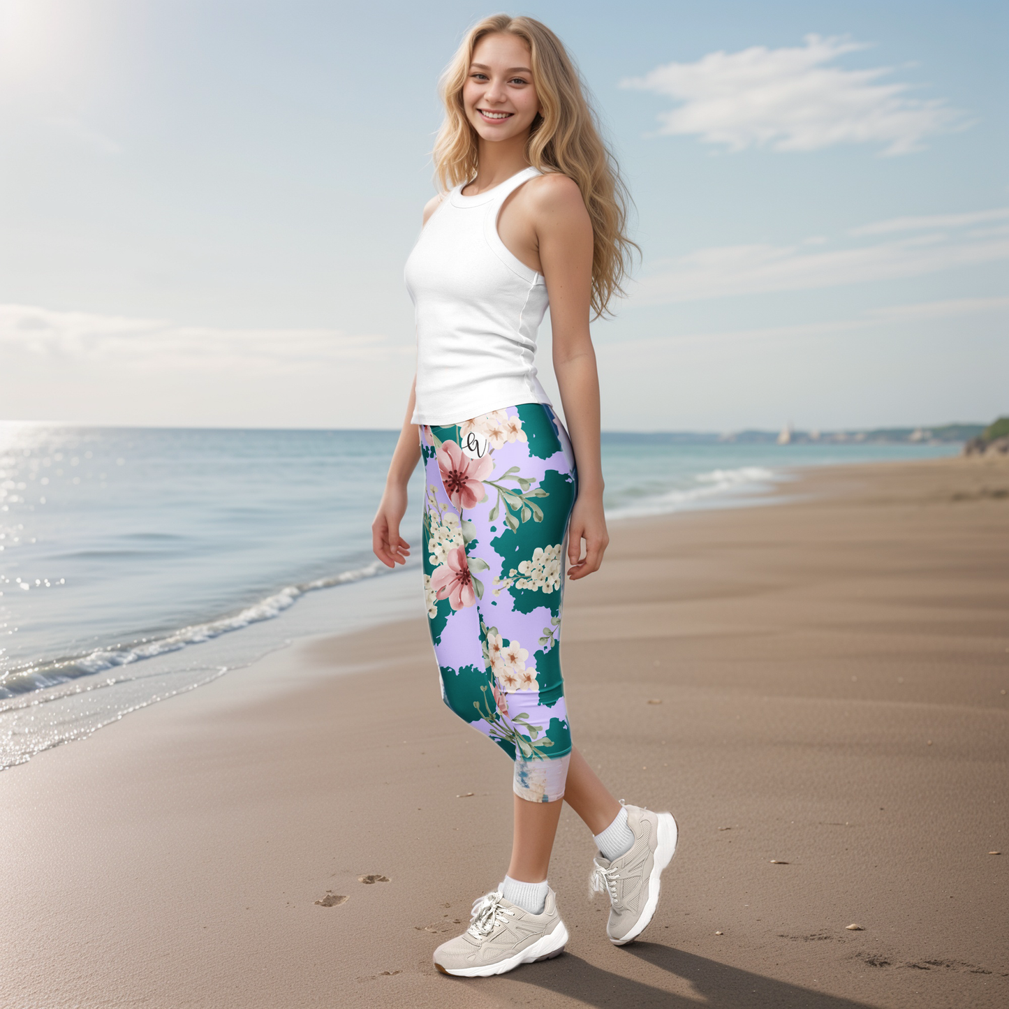 Flowers Forest Floral Capri Leggings