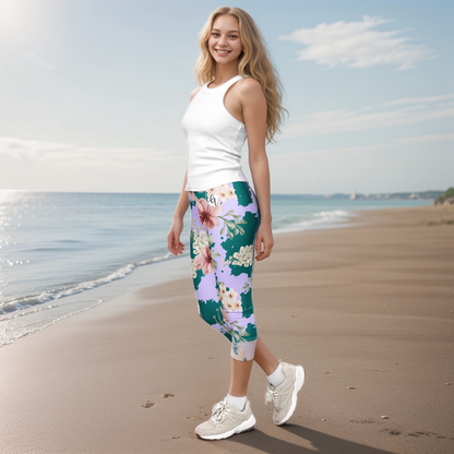 Flowers Forest Floral Capri Leggings