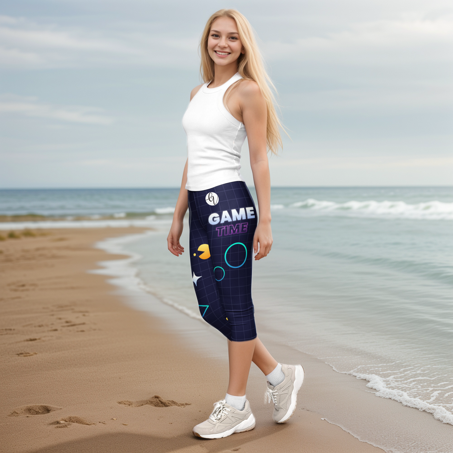 Game Patterned Capri Leggings