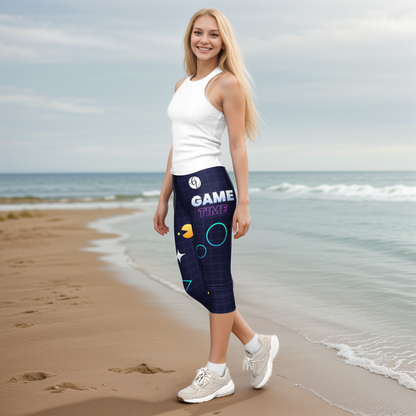 Game Patterned Capri Leggings