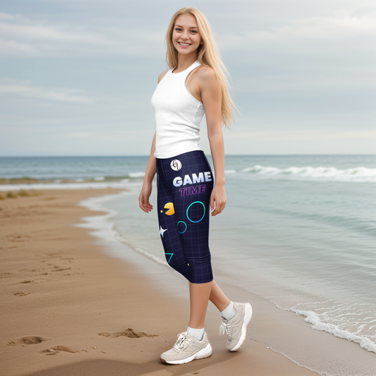 Game Patterned Capri Leggings