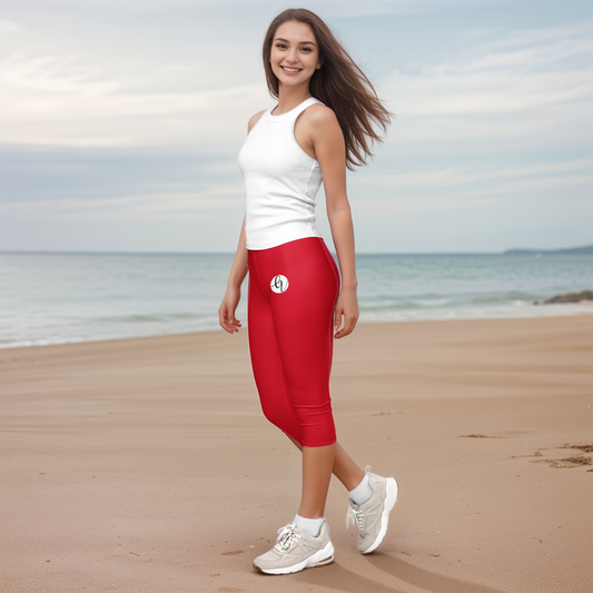 Red Colored Capri Leggings