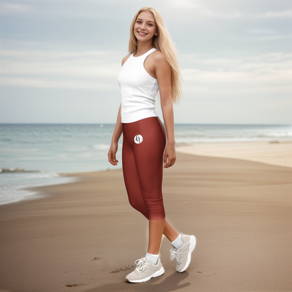 Red Dark Colored Capri Leggings