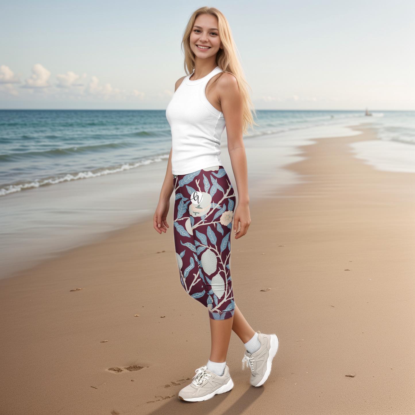 Autumn Bloom Capri Leggings
