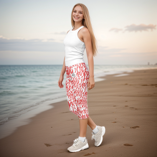 Red White Vintage Capri Leggings
