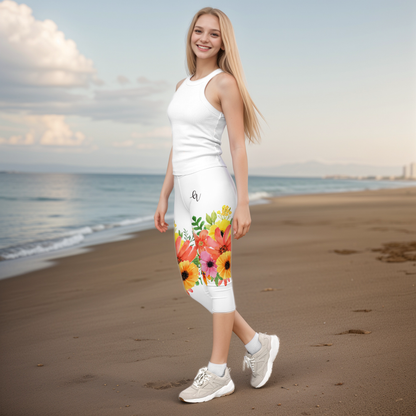 Spring Floral Capri Leggings