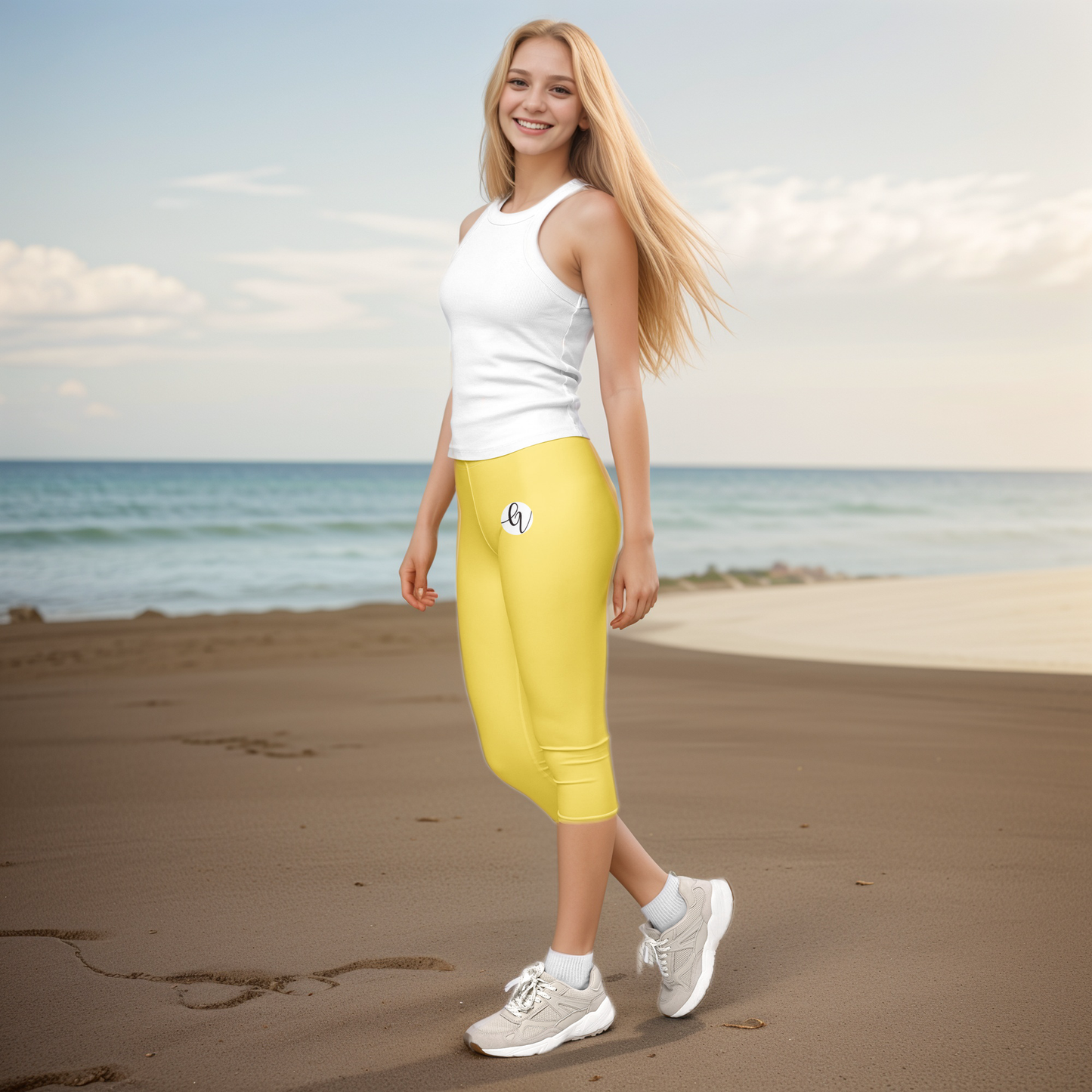 Yellow Colored Capri Leggings