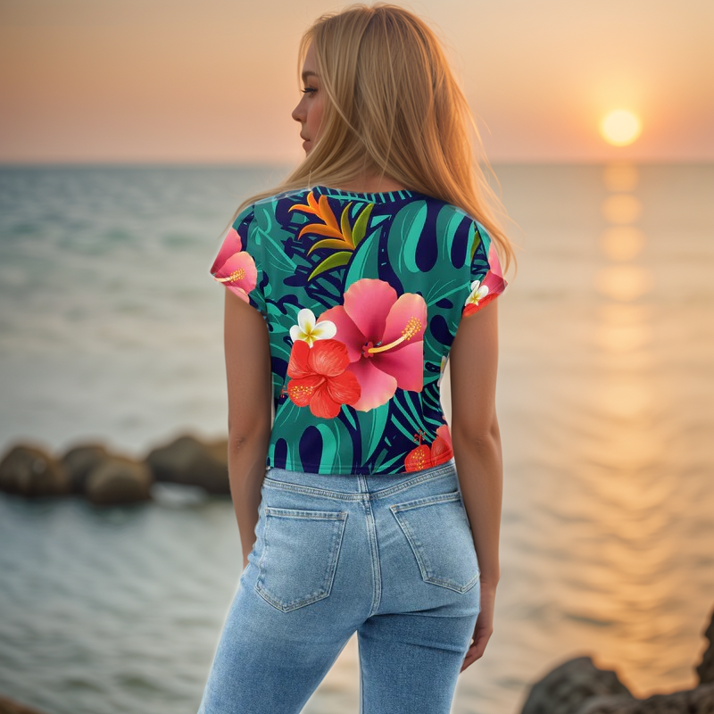 Floral Seamless Crop Tee