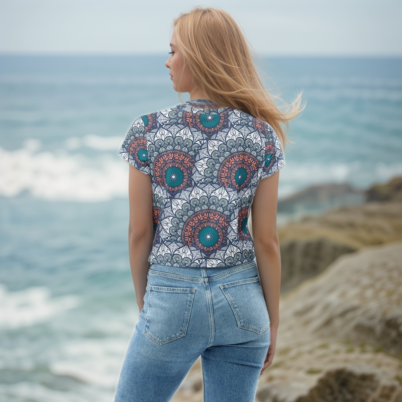 Mandala Print Crop Tee