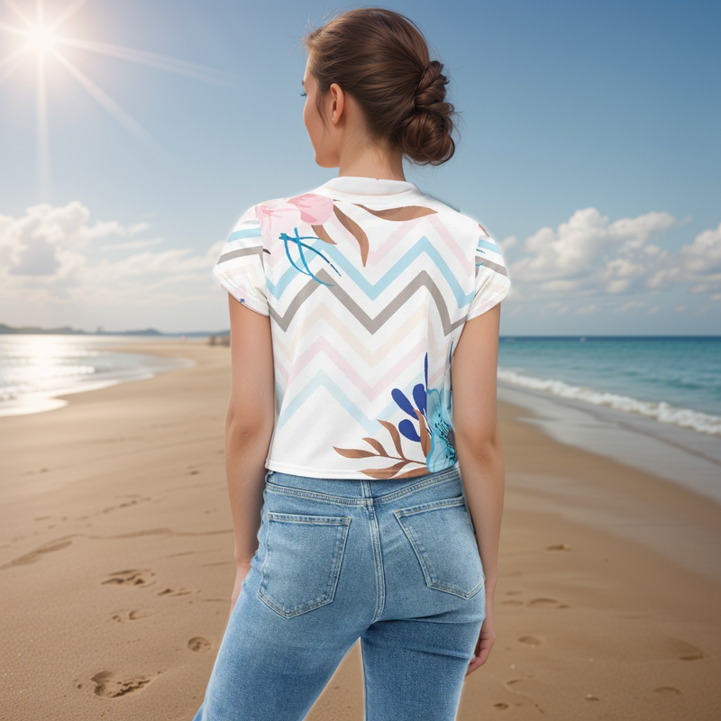 Multi Lines Crop Tee