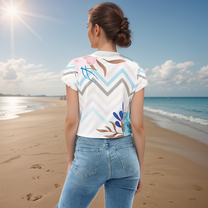 Multi Lines Crop Tee