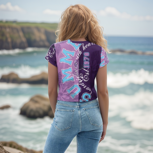 Purple Letters Crop Tee