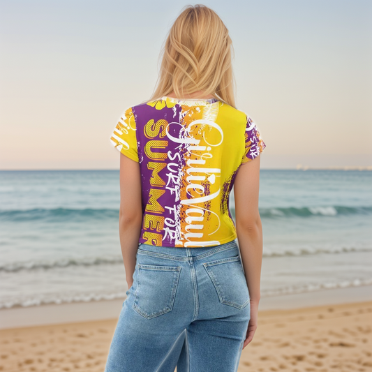 Purple Yellow Summers Crop Tee