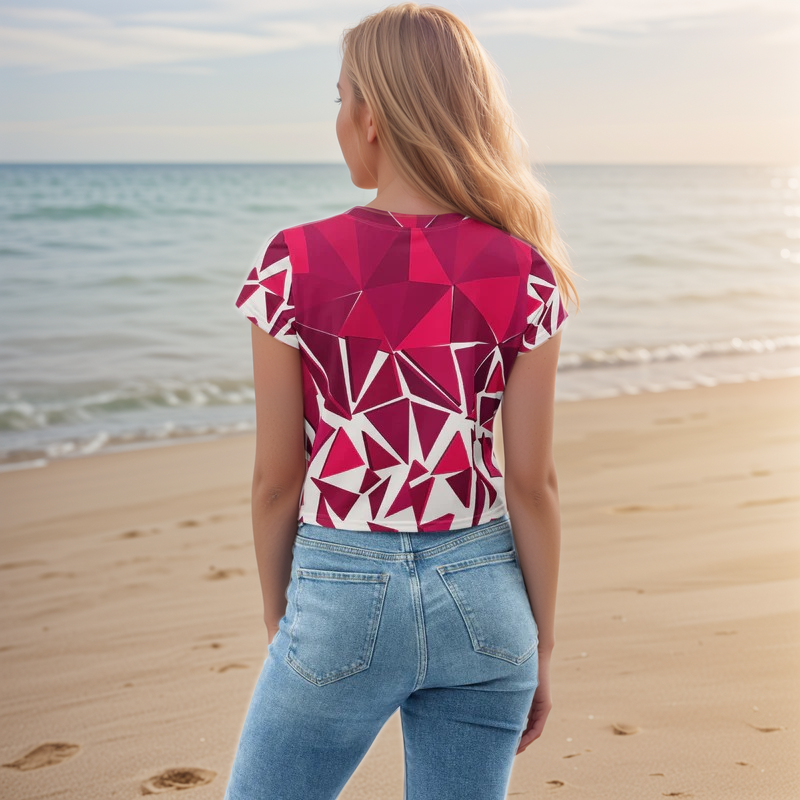 Red Rubby Mosaic Crop Tee