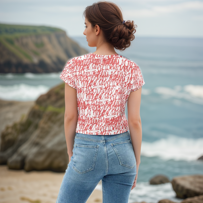 Red White Vintage Crop Tee