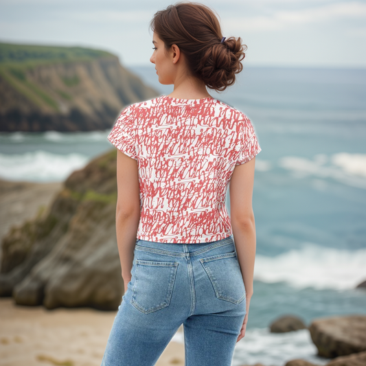 Red White Vintage Crop Tee