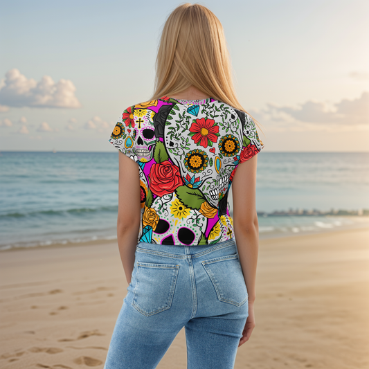 Dead Sugar Skull Crop Tee