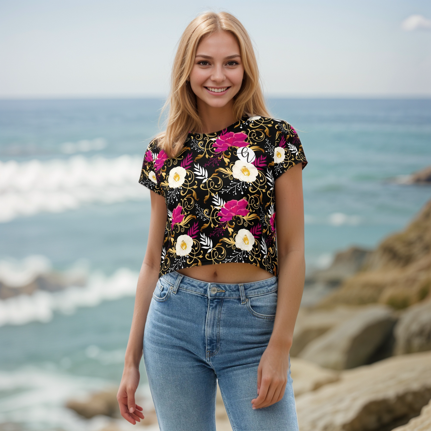 Black Timber Crop Tee